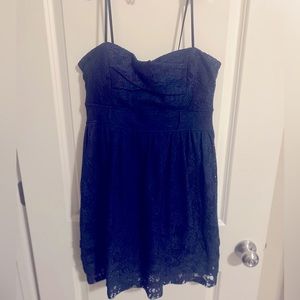 Navy Blue Strapless Dress